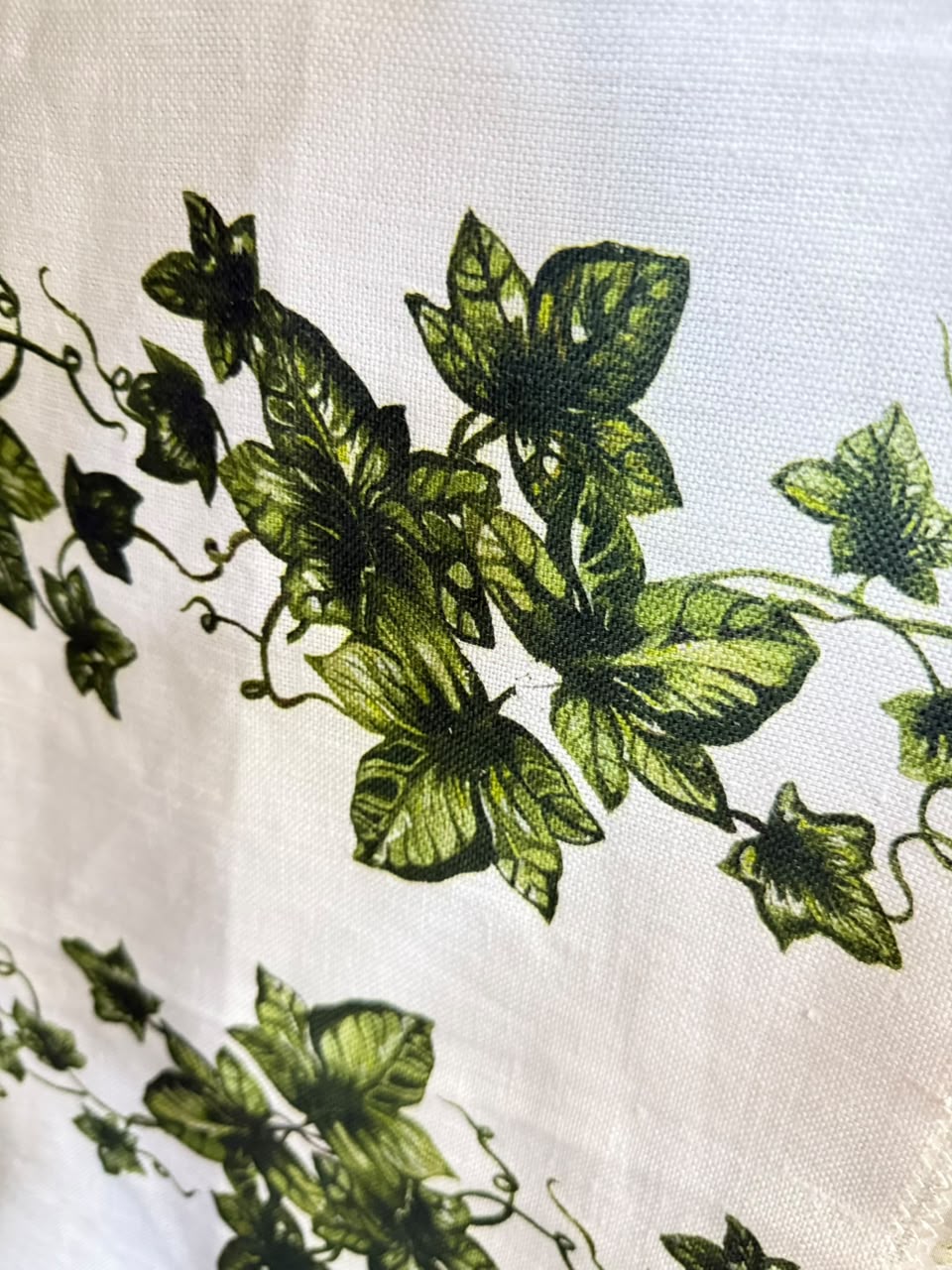 Green vine and leaf textile print